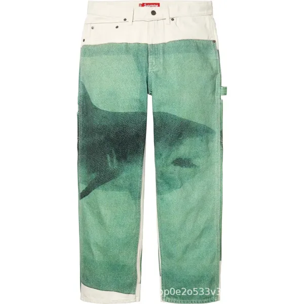 Gallery Dept. Shark Print Wide-Leg Jeans Green - 3