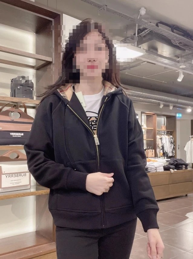 Burberry Check-Lined Hoodie Pale Grey - 17