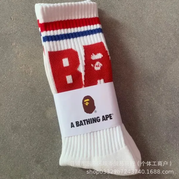 A Bathing Ape BAPE STA Socks White Red Blue - 1