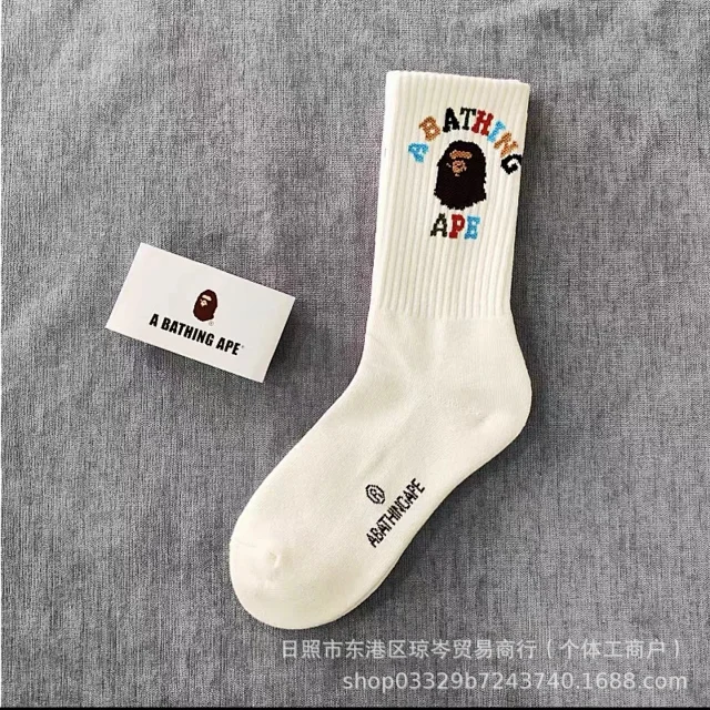 A Bathing Ape Socks Ribbed Crew with Stripes and BA Logo product detail image 8
