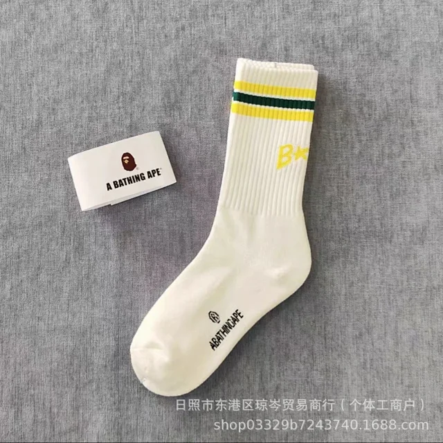 A Bathing Ape Socks Ribbed Crew with Stripes and BA Logo product detail image 11