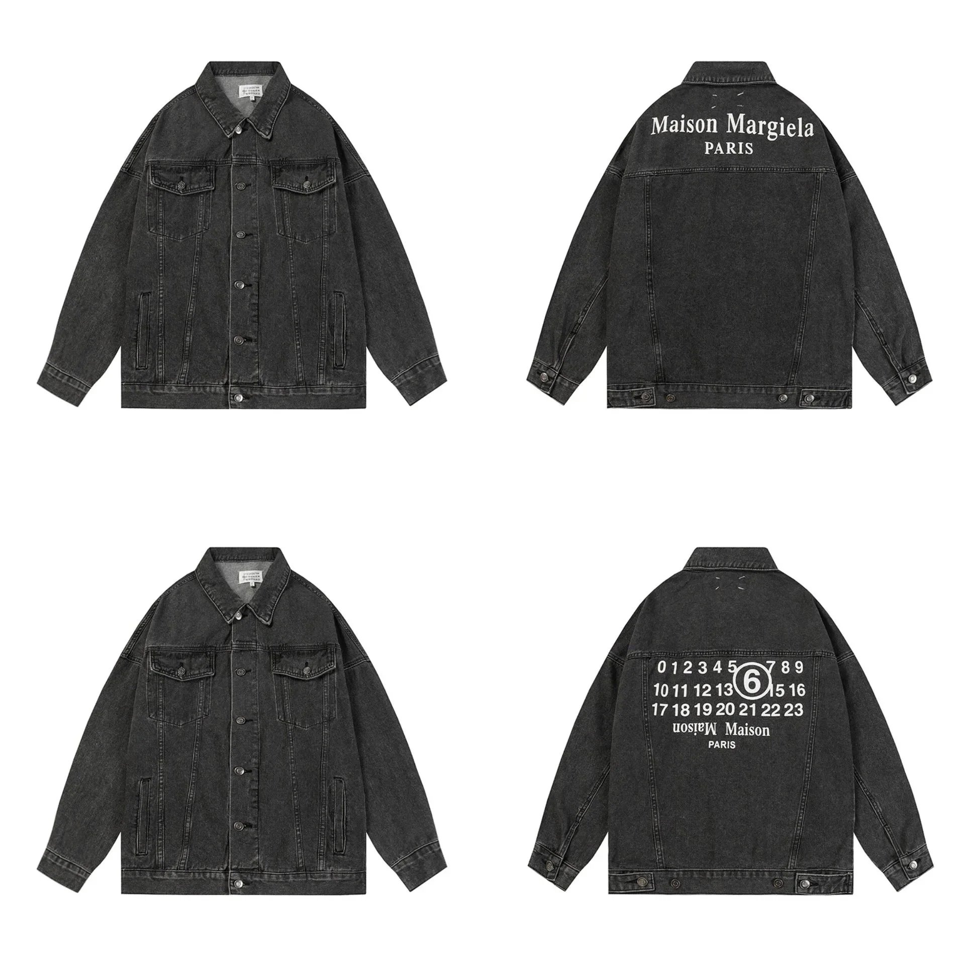 Letter print collar men's and women's versatile denim jacket jacket