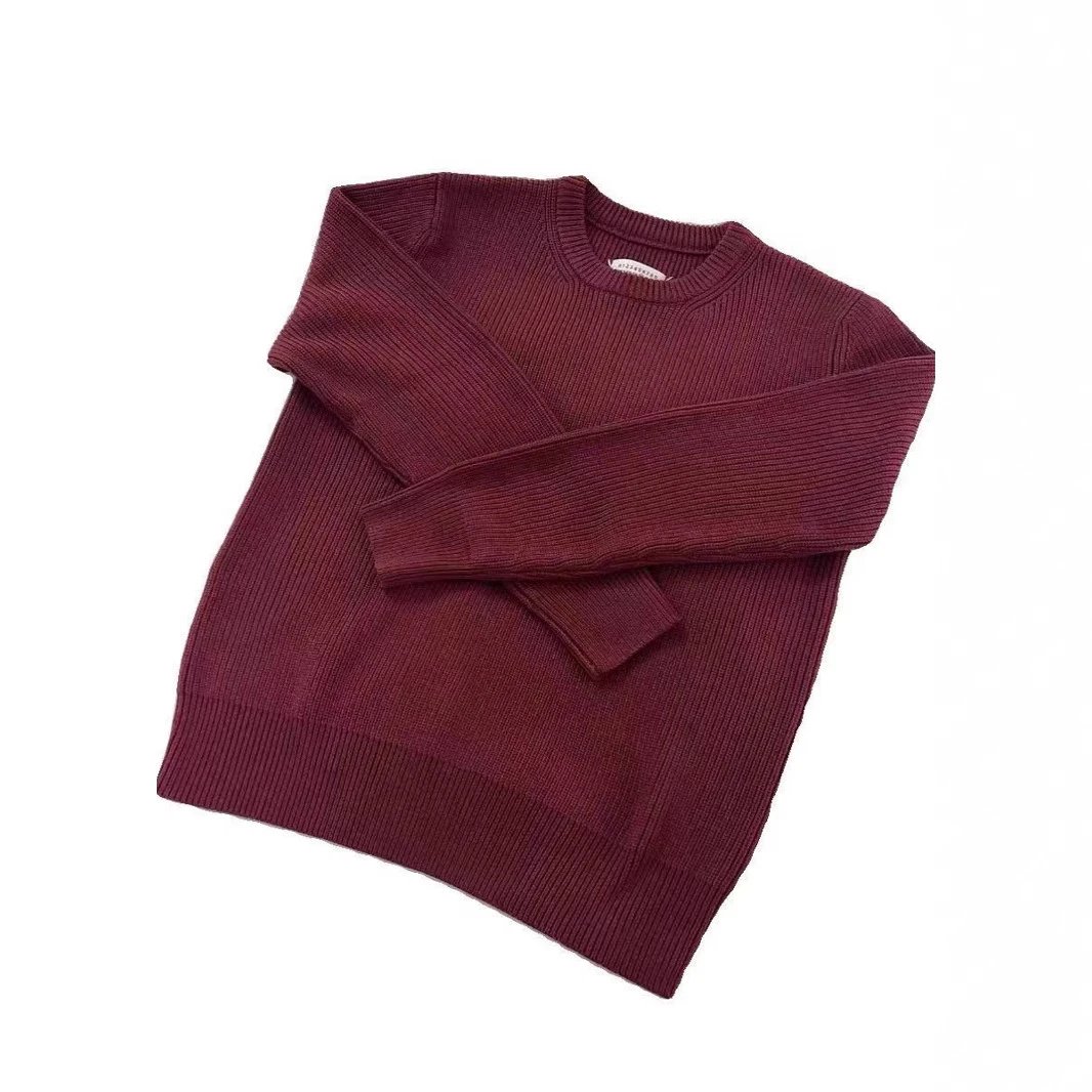 Design Ribbed Knit Sweater Burgundy Sweater - 5