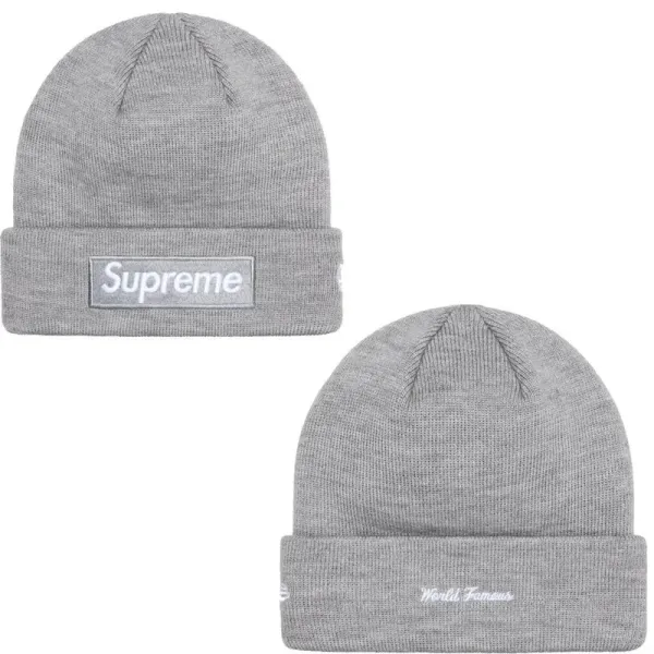 Supreme x New Era Box Logo Beanie Gray - 1
