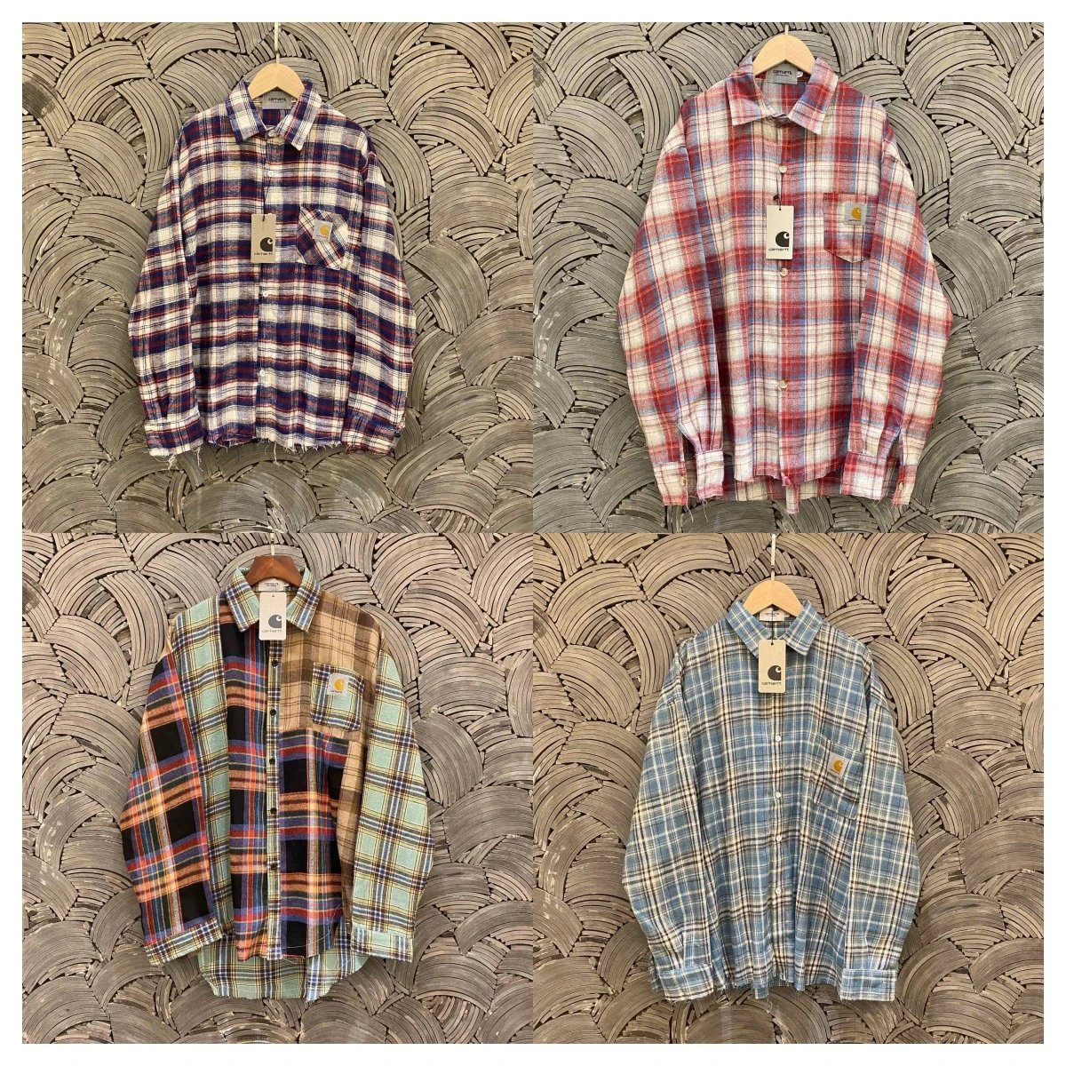 Carhartt Heavyweight Brushed Flannel Shirt with Raw Hem & Plaid Detailing for Men and Women