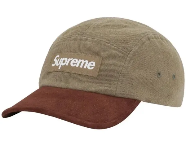 Supreme Box Logo Corduroy Five-Panel Cap Beige/Brown - 1