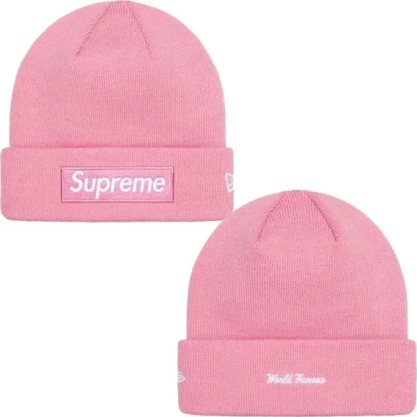 Supreme x New Era Box Logo Beanie Pink - 1