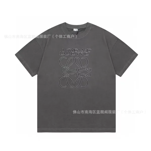 Loewe Anagram Embroidered Oversized T-Shirt Charcoal Gray - 1