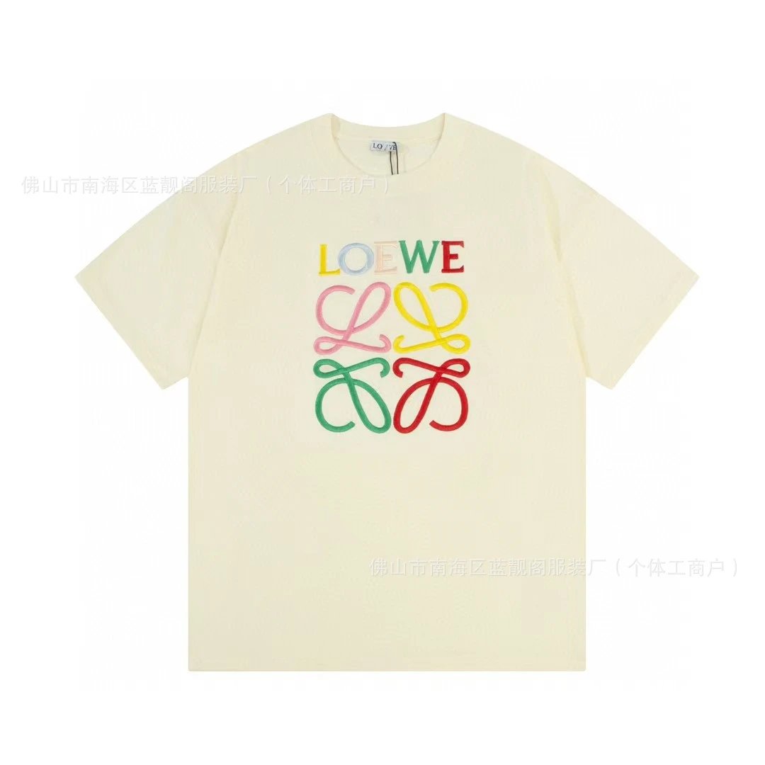 Loewe Anagram Multicolor Embroidered T-Shirt Beige - 1