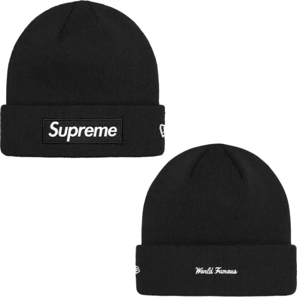 Supreme x New Era Box Logo Beanie Black - 1