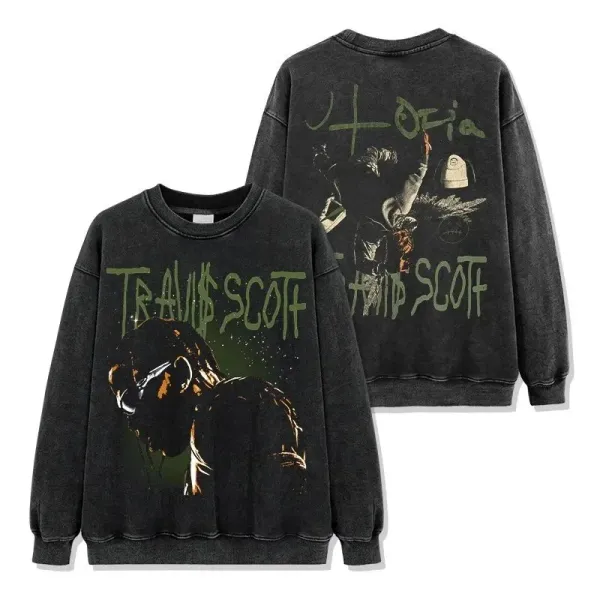 Travis Scott x Cactus Jack Distressed Graphic Hoodie Black - 1