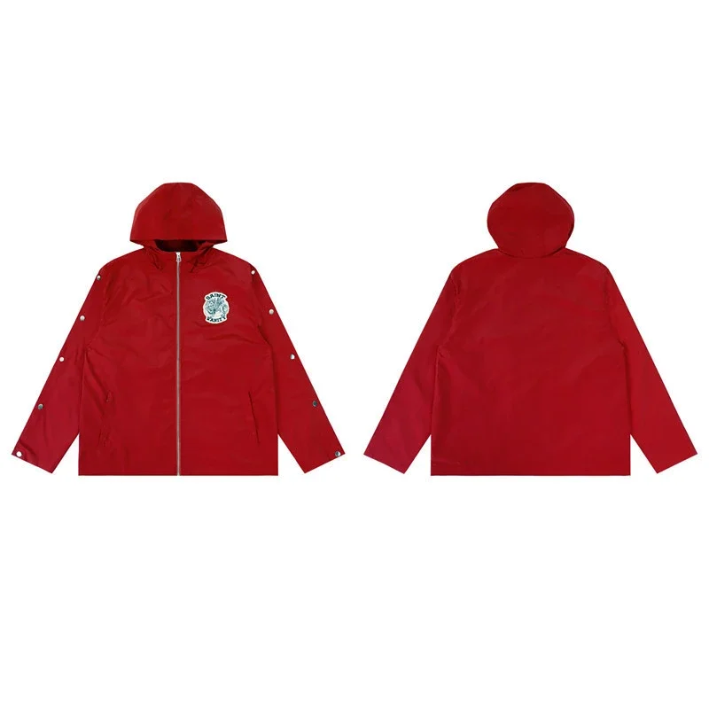 Saint Michael Grey Hooded Windbreaker Jacket - rep bluzy z kapturem