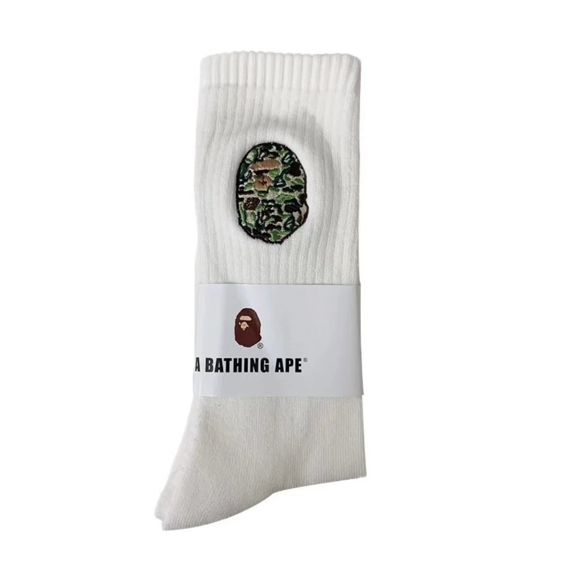 White Crew Camo Embroidery