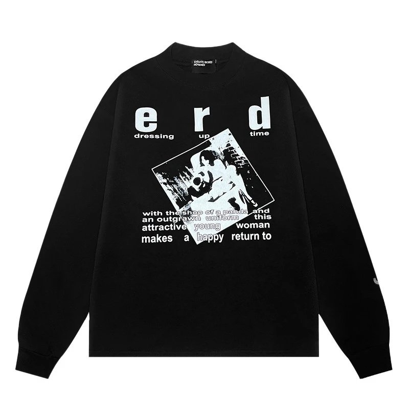 Erd Black Long Sleeve Graphic Tee