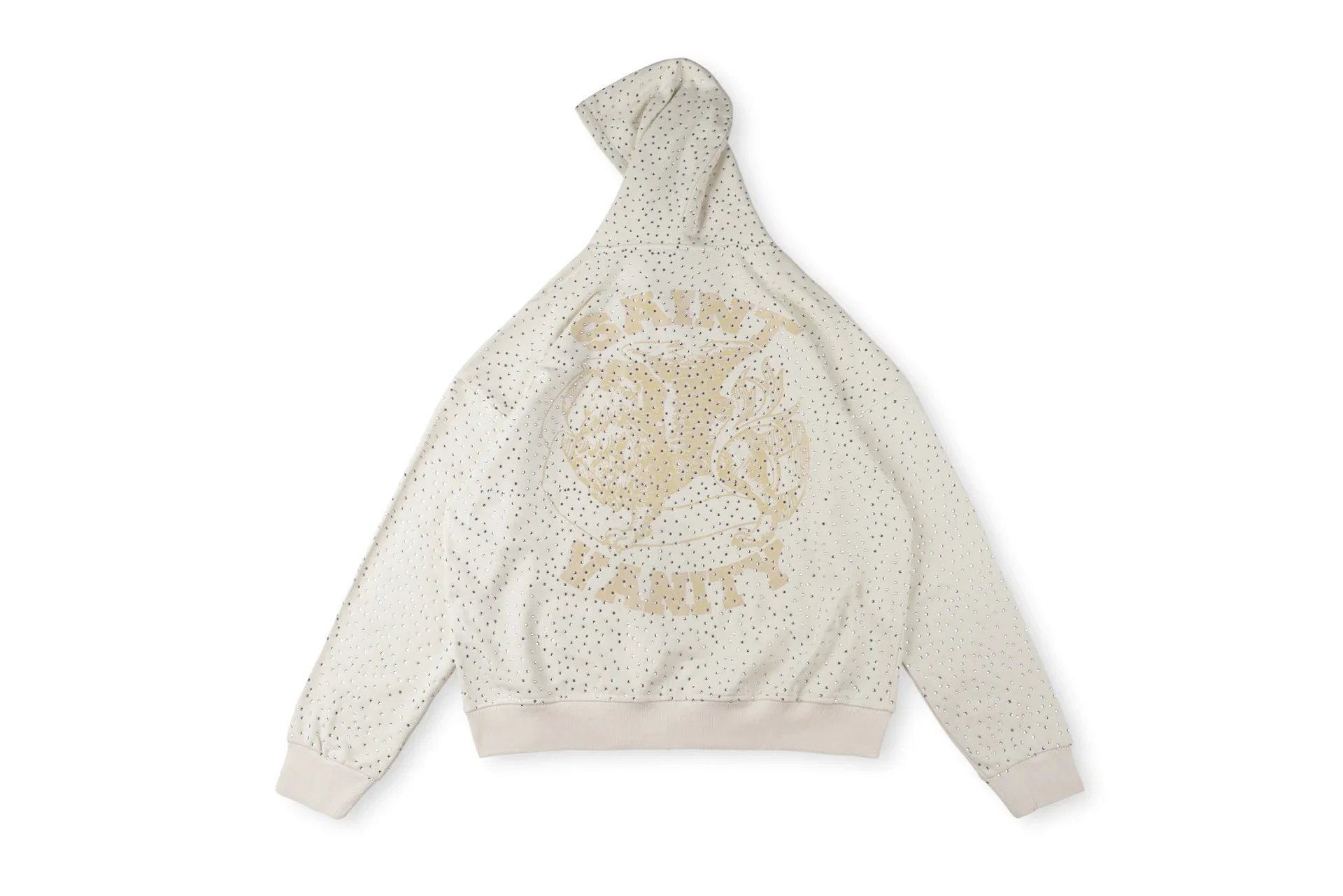 Saint Vanity Off-White Full Crystal Winged Lion Zip Hoodie