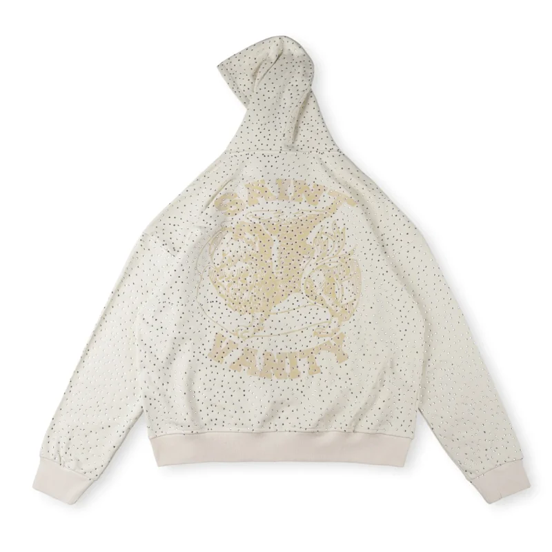 Saint Vanity Off-White Full Crystal Winged Lion Zip Hoodie - rep Off-White