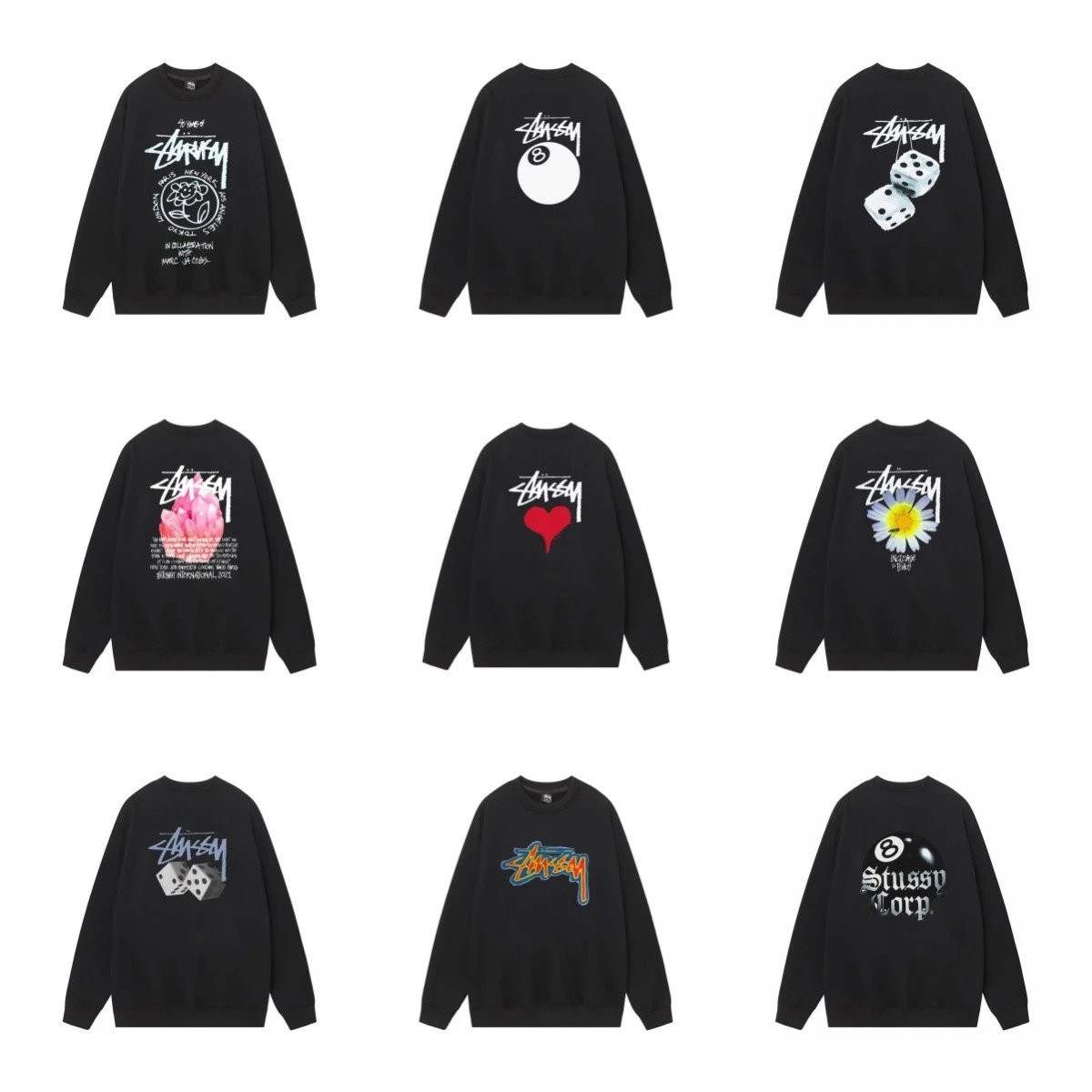 Stussy Black Long Sleeve Sweatshirt
