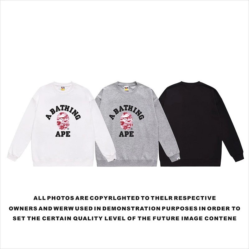 A Bathing Ape White Grey Black Crewneck Sweatshirt