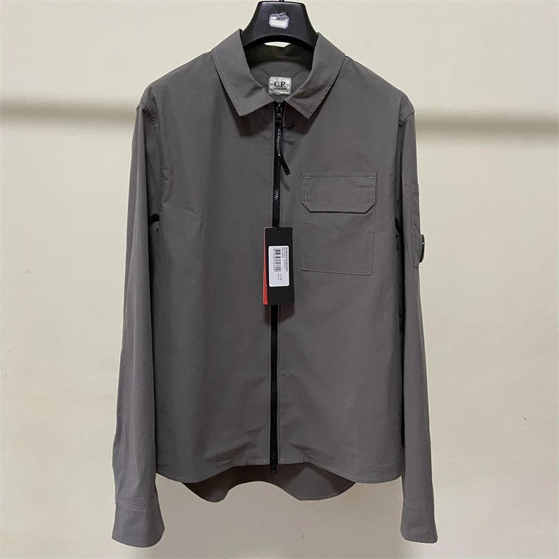 CP Company Grey Zip-Up Long Sleeve Shirt
