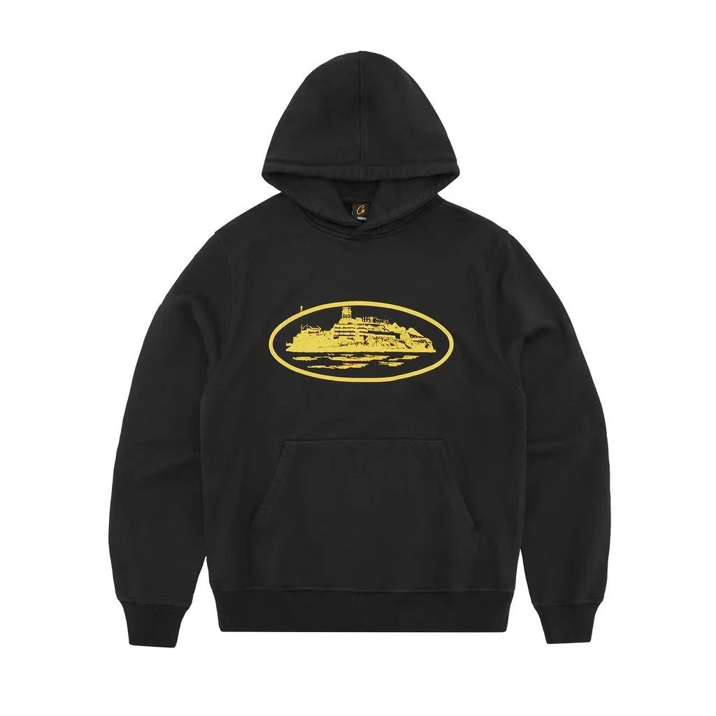 8887 Black/Yellow Print Hoodie