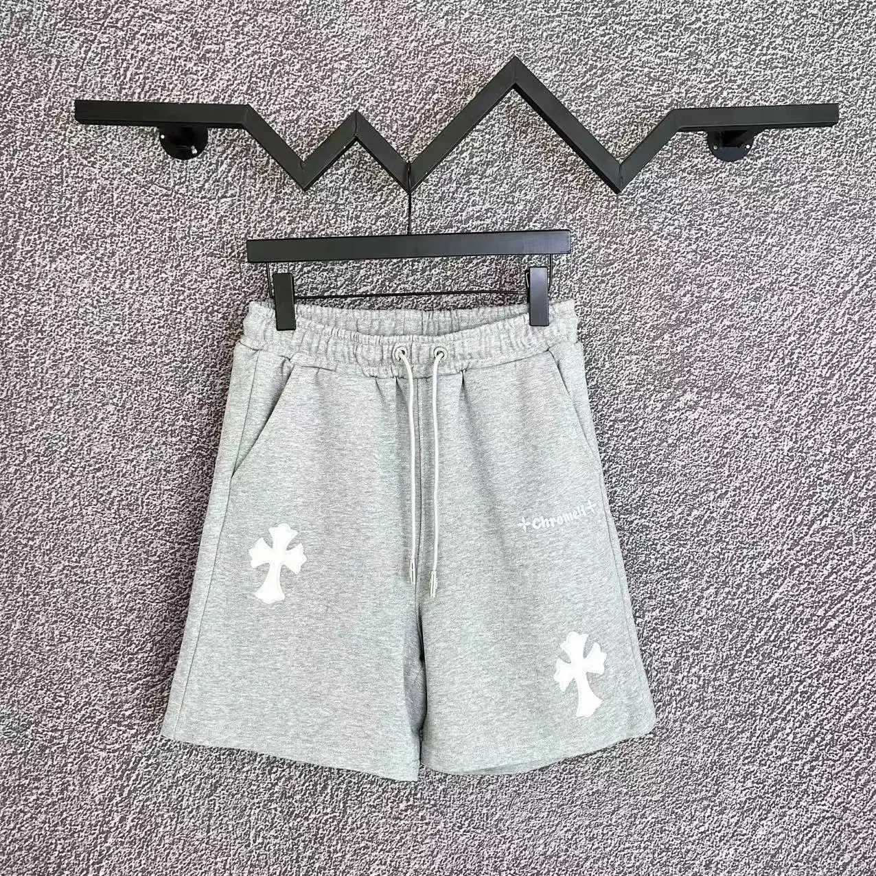 Chrome Hearts Heather Grey Cross Patch Terry Sweat Shorts - rep szorty