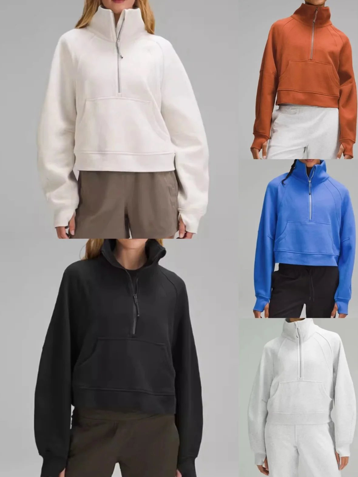 Unbranded Hoodies & Sweatshirts Half-Zip Funnel-Neck Pullover Sweatshirt with Kangaroo Pocket image 1