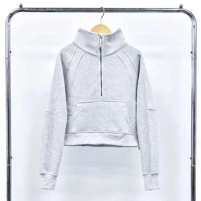 Unbranded Hoodies & Sweatshirts Half-Zip Funnel-Neck Pullover Sweatshirt with Kangaroo Pocket product detail image 5