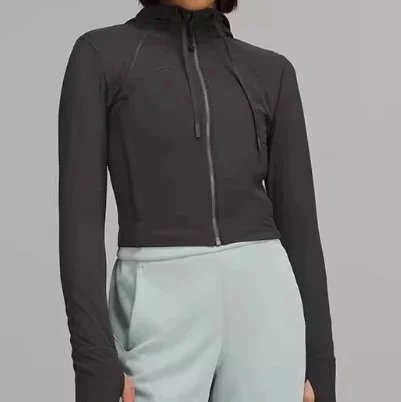 Lululemon Jackets Cropped Hooded Zip Jacket — Black and gray