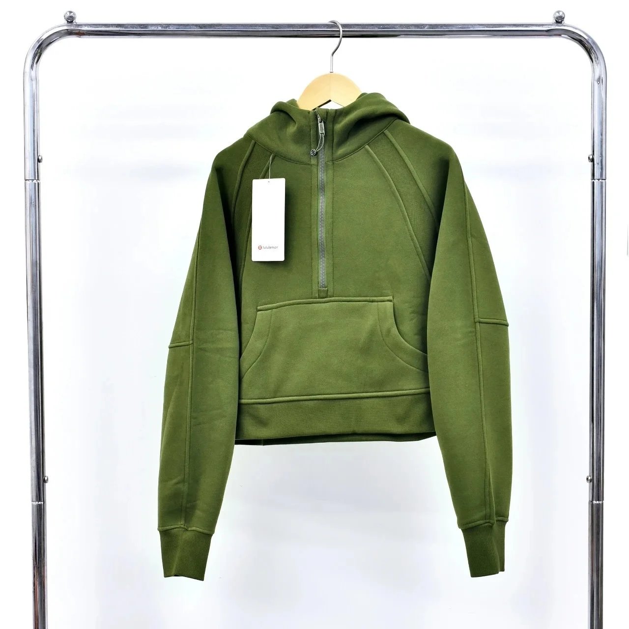lululemon Hoodies & Sweatshirts Half-Zip Hooded Pullover with Kangaroo Pocket — Green