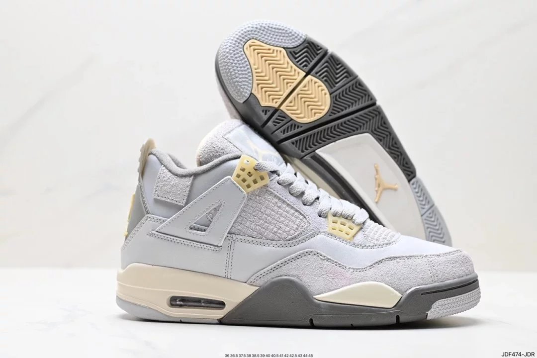 Air Jordan 4 Retro White Cement Grey Sneakers - 96