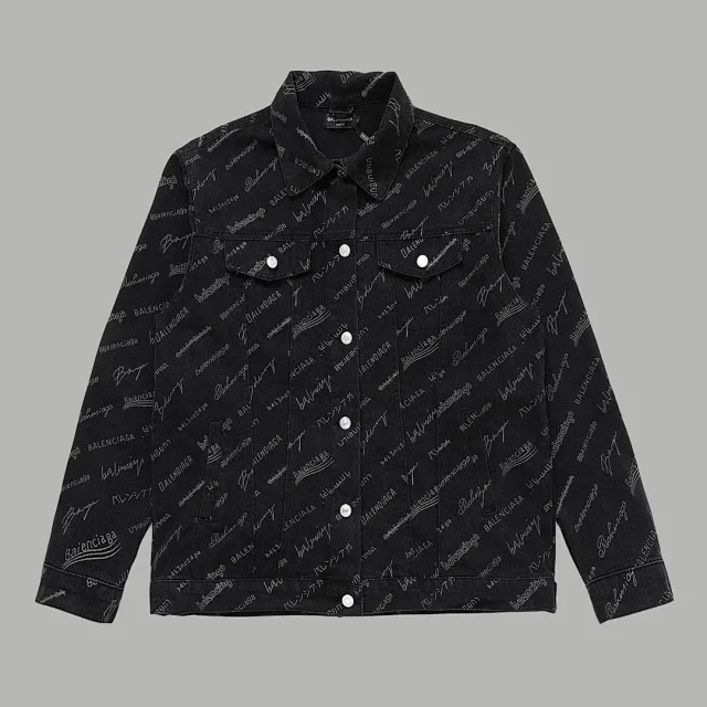 Balenciaga Jackets Logo denim trucker jacket product detail image 30