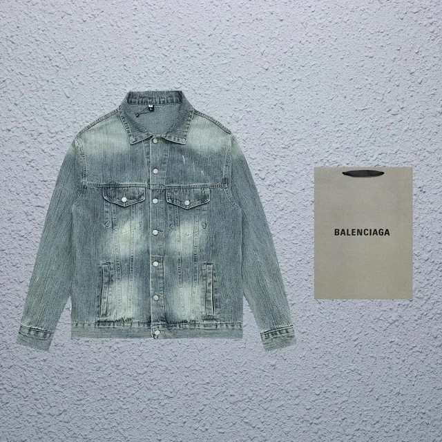 Balenciaga Jackets Logo denim trucker jacket product detail image 34