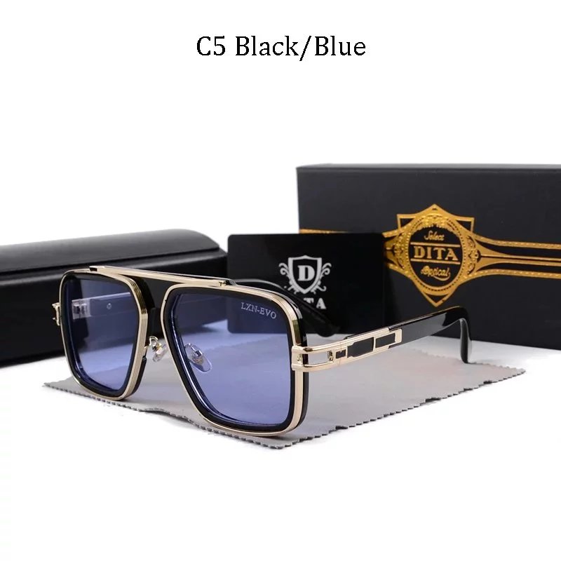 DITA DITA C5 Black/Blue Aviator Sunglasses Black
