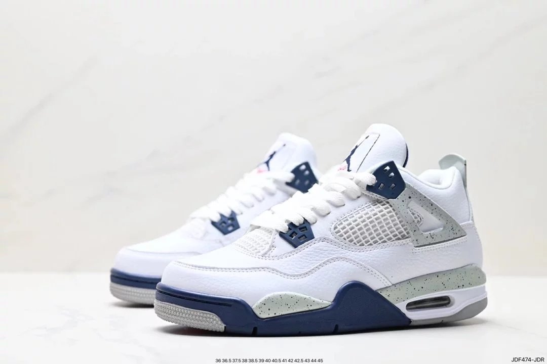 Air Jordan 4 Retro White Cement Grey Sneakers - 41