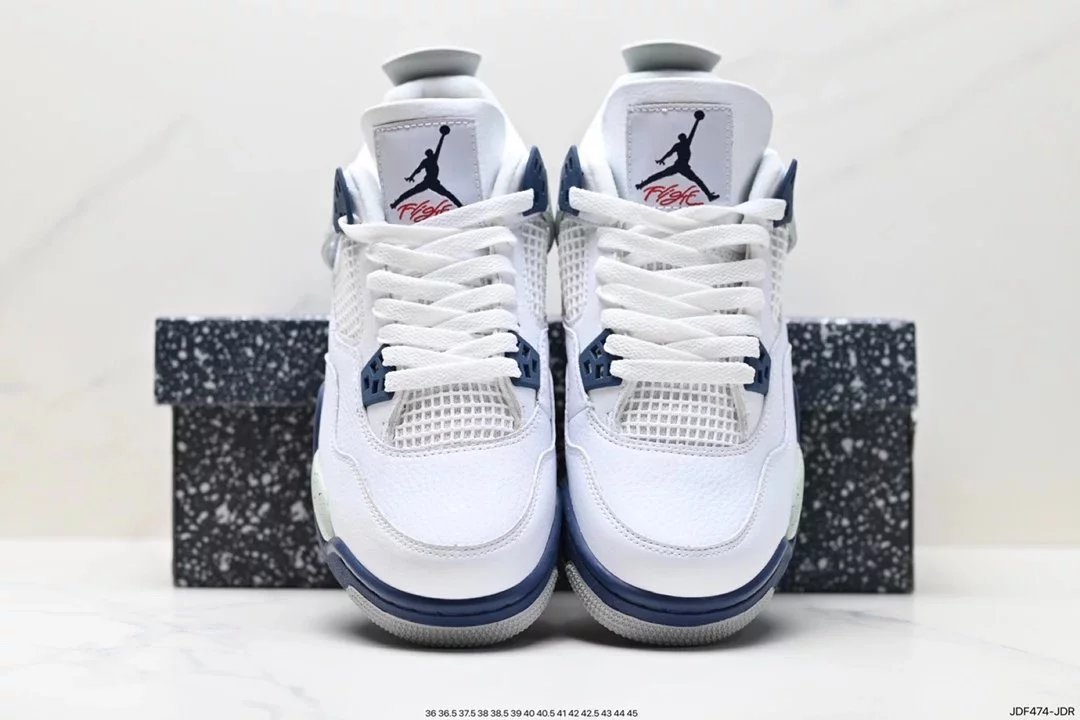 Air Jordan 4 Retro White Cement Grey Sneakers - 44