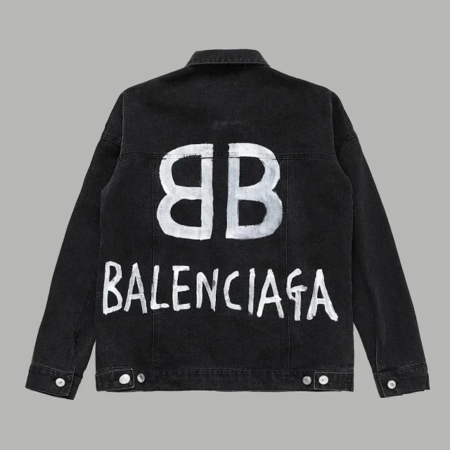 Balenciaga Jackets Logo denim trucker jacket product detail image 24