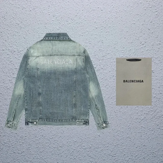 Balenciaga Jackets Logo denim trucker jacket product detail image 35