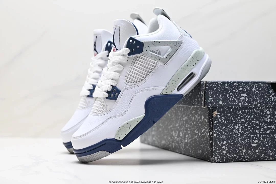 Air Jordan 4 Retro White Cement Grey Sneakers - 45