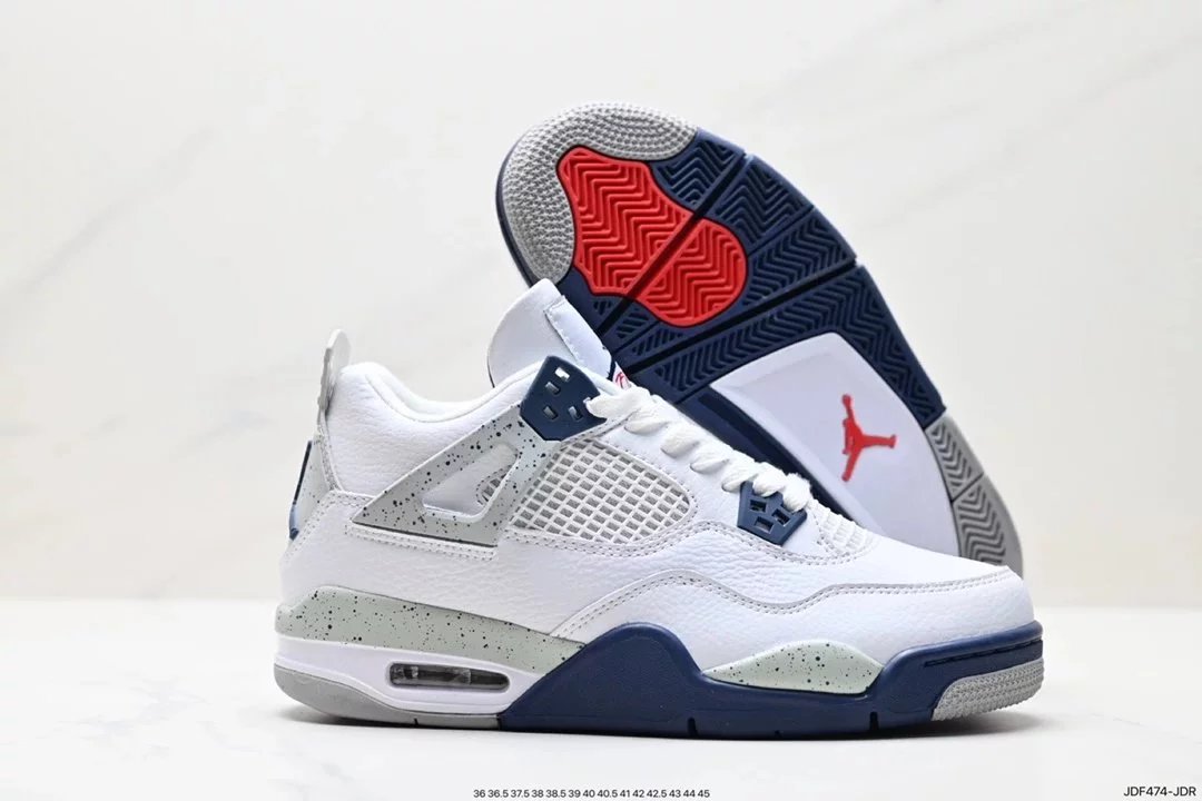 Air Jordan 4 Retro White Cement Grey Sneakers - 42