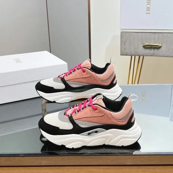 Dior B23 Low Pink Mesh Chunky Sneakers - 1