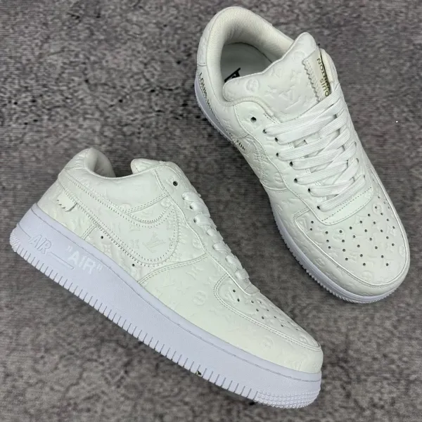 Louis Vuitton x Nike Air Force 1 Low Monogram White Sneakers - 1