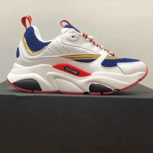 Dior Homme B23 Sneakers White Blue Red Gold Chunky Sneakers - 1