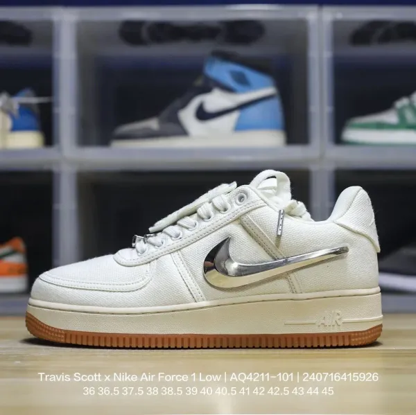 Travis Scott x Nike Air Force 1 Low White Sneakers - 1