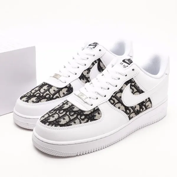 Nike x Dior Air Force 1 Low Oblique Print White Sneakers - 1
