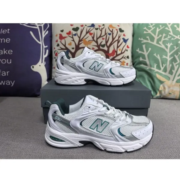 New Balance 590 White Green Mesh Running Shoes - 1