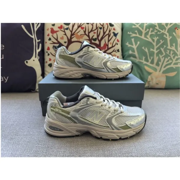 New Balance 530 Silver Olive Mesh Sneakers - 1
