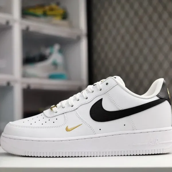 Nike Air Force 1 Low White Black Gold Sneakers - 1