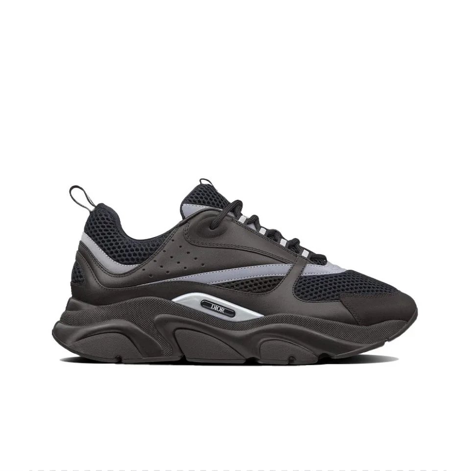 Dior B23 Low Black and Silver Chunky Sneakers - 1