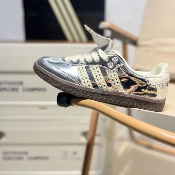 Adidas x Wales Bonner Samba OG Silver Metallic Crochet Sneakers - 1