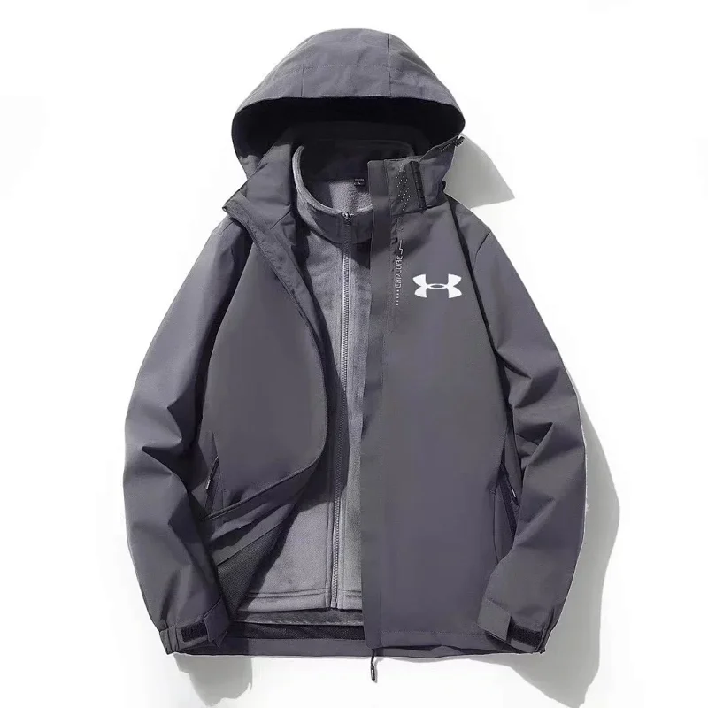 Nike Jackets Hooded lightweight zip jacket — Dark gray two-piece set (with a fleece-lined inner vest)